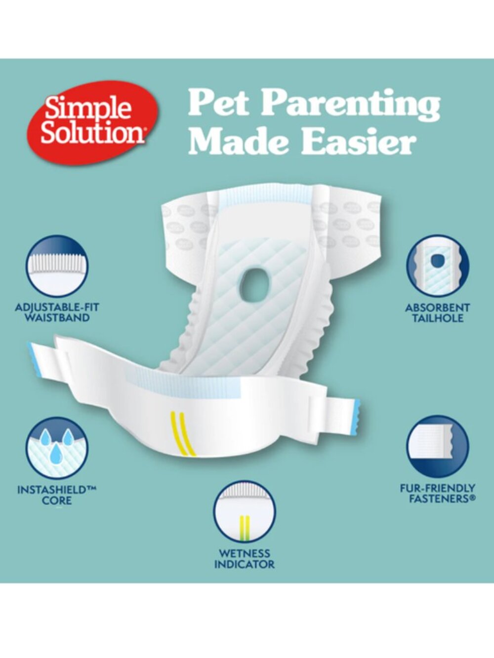 *NIP* Simple Solution Disposable Female Dog Diapers, XXL 22"- 37" waist, 30 Ct. - Picture 4 of 11